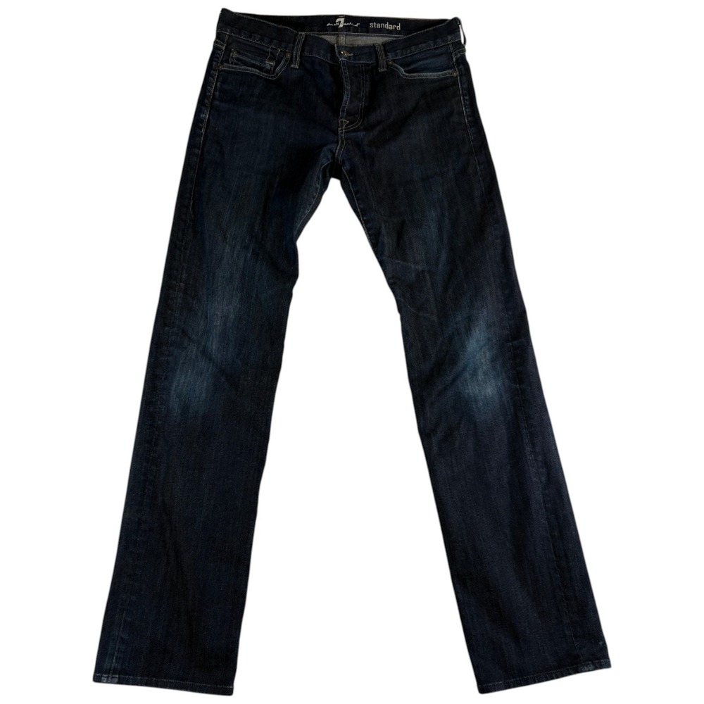 7 For All Mankind Standard Jeans Mens 33 Blue Denim Straight Leg Made in USA‎